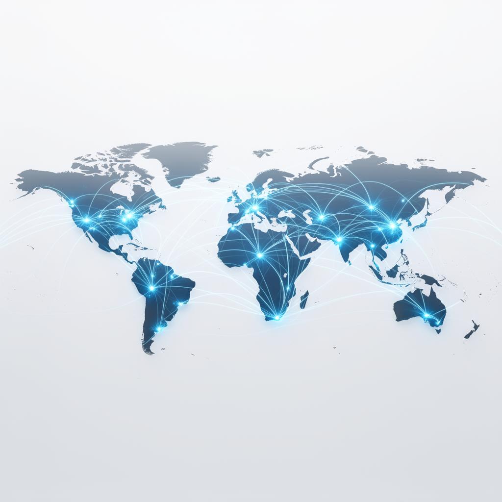 Global supply chain network connecting continents